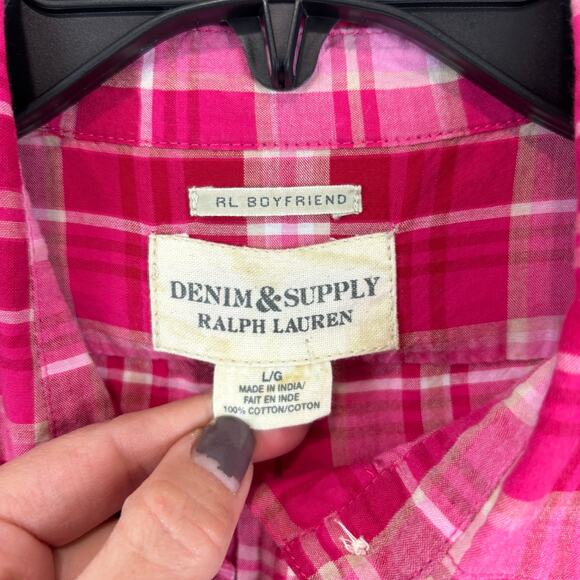 Ralph Lauren Denim & Supply Pink Plaid Shirt - Women's L - Picture 3 of 6